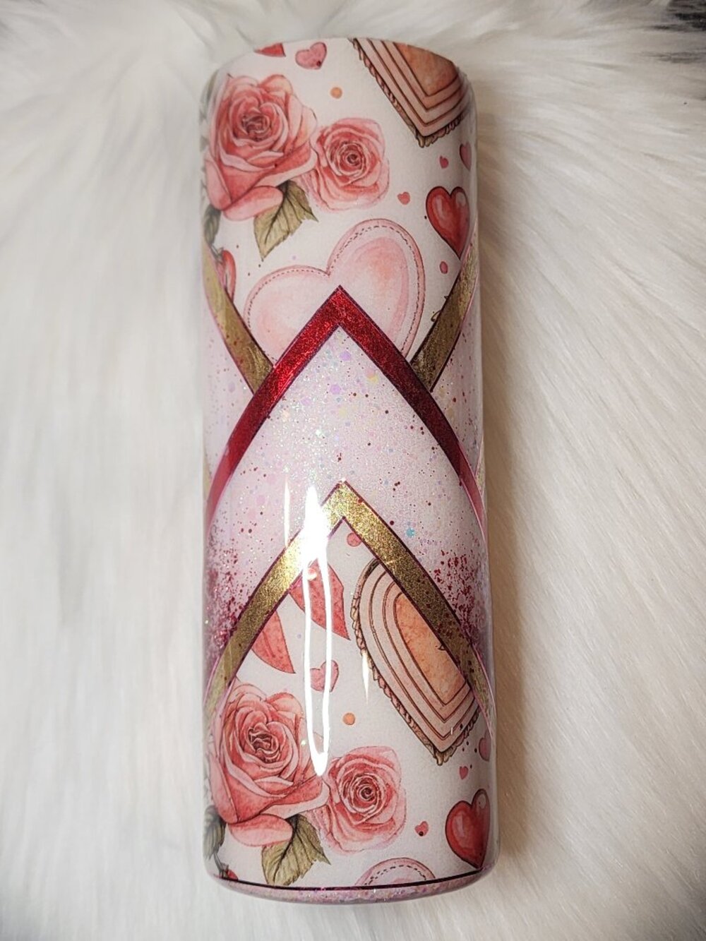 20 oz. Floral Heart Glitter Tumbler